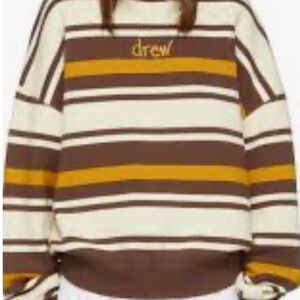 DREW Brown and Cream Striped Pullover